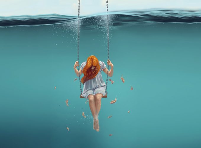 Wallpaper girl, underwater, 4k, Art 2823712969